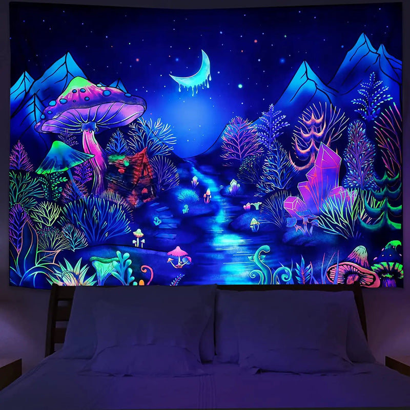 Axyaa Fluorescent Tapestry: Astronaut UV Wall Hanging for Independent Room Aesthetics