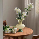 Cream Green Lily Flower Mouth Base Wind Lamp Vase by Axyaa.