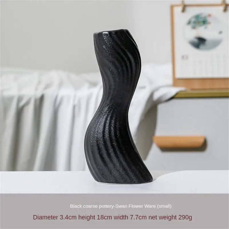 Axyaa Beige Ceramic Vase: Home Decor Flower Arrangement for Garden, Living Room, Office