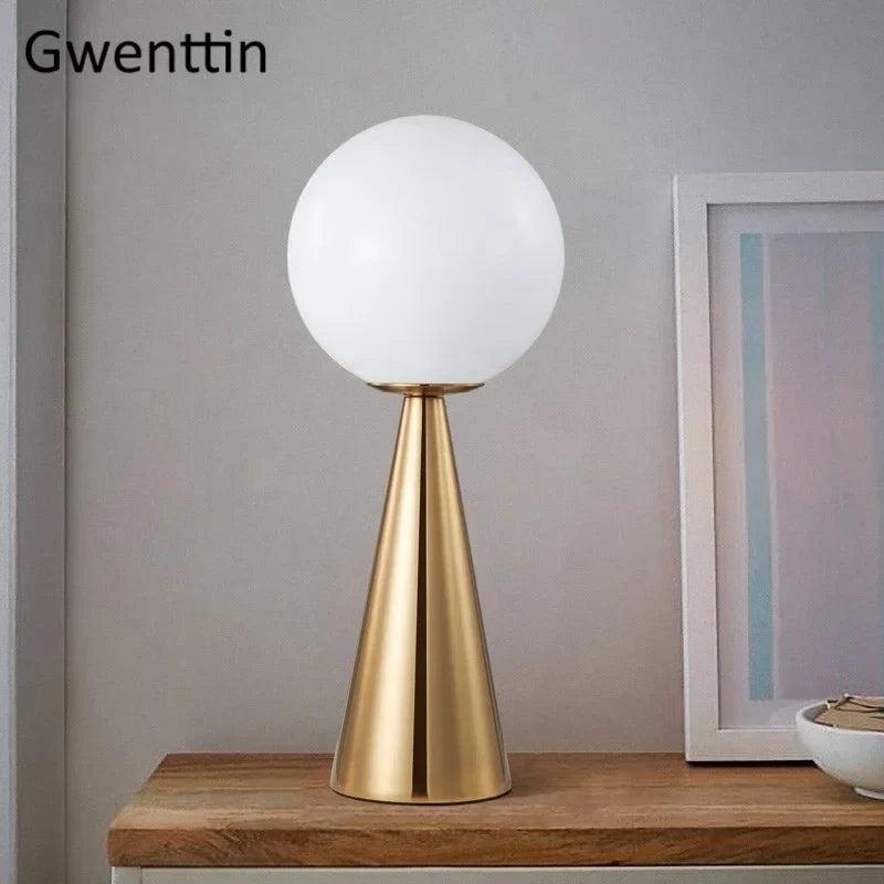 Nordic Modern Gold Glass Ball Table Lamp for Bedroom and Living Room by Axyaa