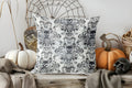 Axyaa Vintage Damask & Skull Pattern Pillow Cover for Sofa, Bedroom & Car
