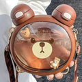 Axyaa Bear Water Bottle 750ml - Cute Double Sided Design, Portable with Straw