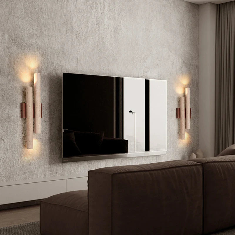 Axyaa Retro Walnut Wood Wall Lamp with Four Glowing Lights