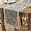 Axyaa Grey Coffee Zigzag Wreath Table Runner 13.7x72"