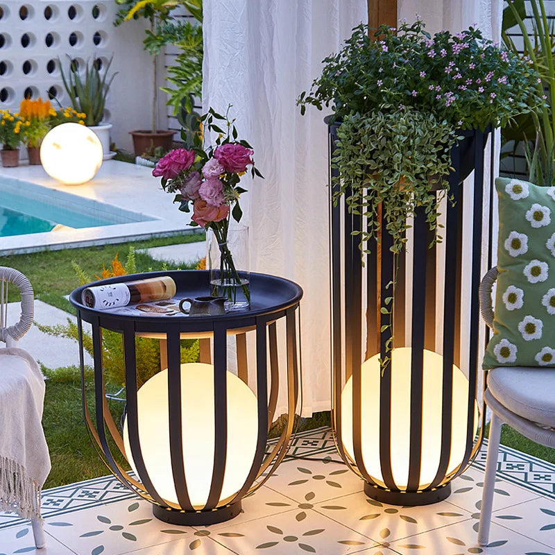 Axyaa Solar Garden Lamp: Stylish Nordic Flowerpot Light for Courtyard, Walkway, Yard - IP65 Waterproof