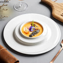 Axyaa White Ceramic Dining Plate Set,  Elegant Round Deep Soup & Dessert Plates