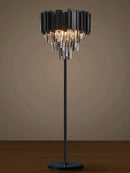 Axyaa Nordic Luxury K9 Crystal LED Floor Lamp in Black Smoke Gray for Living Room, Bedroom