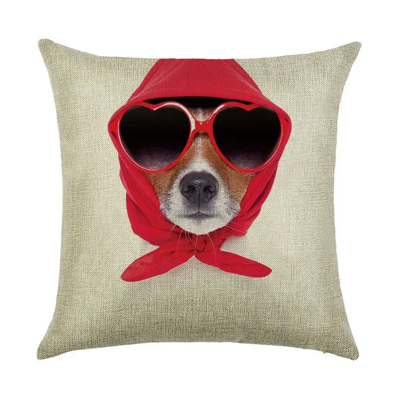 Cute Dog Watercolor Linen Cushion Cover 45*45cm - Axyaa
