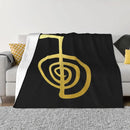 Axyaa Reiki Healing Power Symbol Gold Throw Blanket Thermal Bed Design Retro Blanket