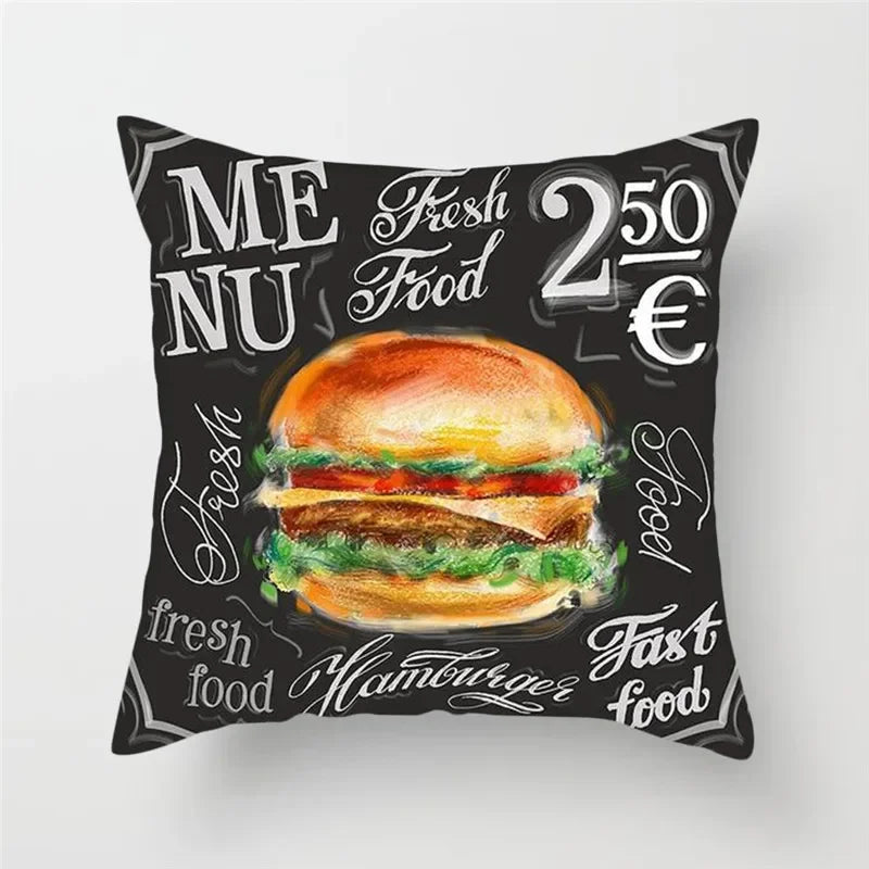 Axyaa Coffee Burger Wine Pie Juice Cushion Cover 45x45cm