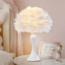 Axyaa White Feather LED Table Lamp - Modern Design for Home and Bedroom Decor