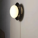 Axyaa Wooden Stair LED Wall Light Fixture - Black Ash Wood Glass Ball Bedroom Lamp