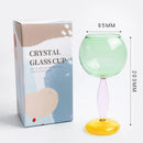 Axyaa Contrast Color Glass Goblet Cup Set - 420ml & 260ml Stemware Wine Glasses