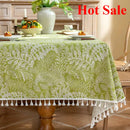 Axyaa Floral Tassel Edge Tablecloth Rectangle Cover - Pastoral Style