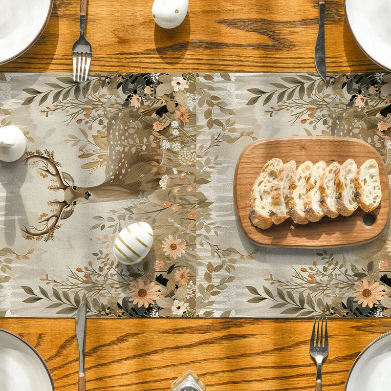Axyaa Floral Deer Table Runner for Home Decoration and Wedding Parties