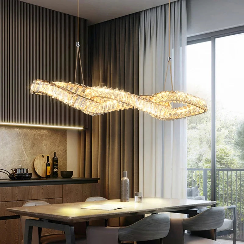 Axyaa Metal Crystal Ceiling Lamps: Luxury LED Pendant Chandeliers Lights