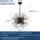 Axyaa Modern Black Sputnik Chandelier, 9-Light Starburst Ceiling Light