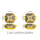 Axyaa Bohemian Style Ceramic Pasta Dish 9-Inch Salad Plate with Double Ear.