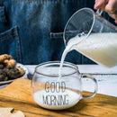 Axyaa Glass Coffee Milk Mug Large Capacity with Handle - Transparent Glass Morning Cup