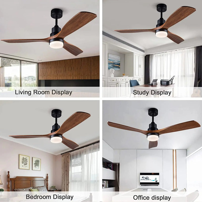 Axyaa 52" Black Retro Ceiling Fan Light Control Home Bedroom Lounge Outdoor