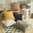 Axyaa Khaki Knitted Cushion Cover Twist Knitting Plush Pillow Case Vintage Style