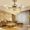 Axyaa Crystal Remote Control Chandelier Ceiling Fan Light for Living Room, Bedroom, Dining Room