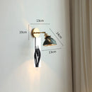 Axyaa Glass Lampshade Pull Chain LED Wall Light Fixture for Bedroom Home Indoor Lighting