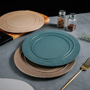 Axyaa Wood Grain Ceramic Steak Pasta Dessert Circular Plate Set