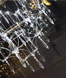 Axyaa Modern Gold Crystal Chandelier for Living Room & Kitchen Island - LED Firework Hanging Light