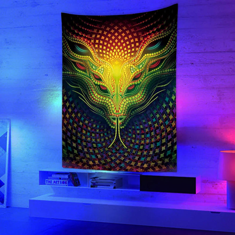 Axyaa UV Reactive Psychedelic Tapestry for Bedroom, Dorm, or DJ Room