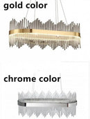 Luxury Glass LED Chandelier by Axyaa: Gold Metal Dimmable Pendant Lamp