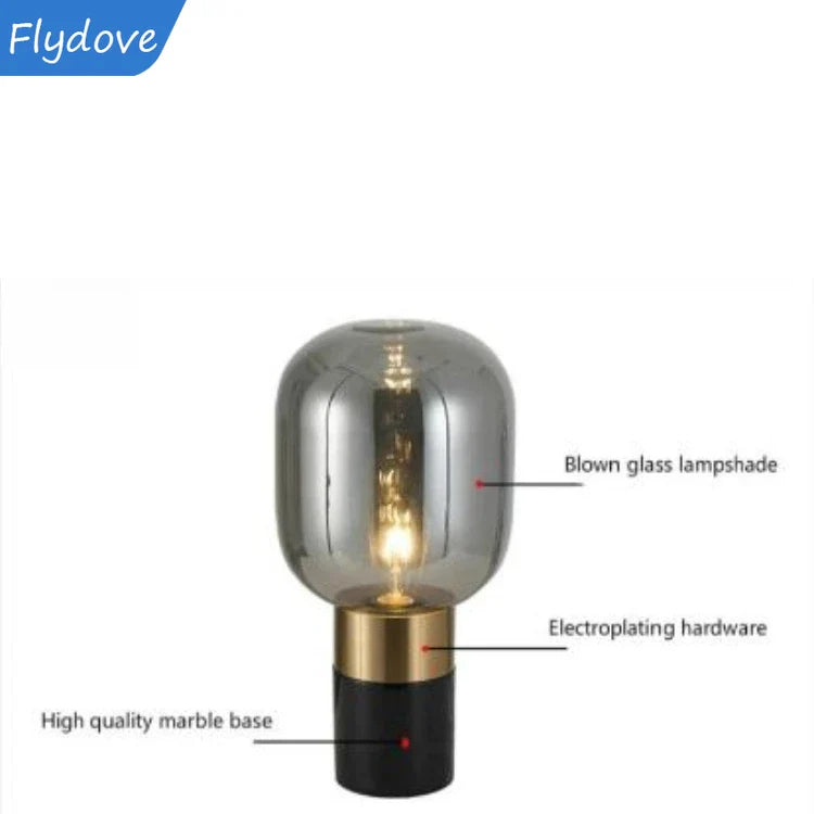 Axyaa Nordic Marble LED Desk Lamp for Living Room Study Creative Table Decor