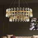Axyaa Luxury Crystal LED Chandelier: High-end Designer Circular Art Indoor Lighting.