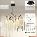Axyaa Round Crystal Glass Chandelier Light for Dining Living Room & Bedroom Kitchen