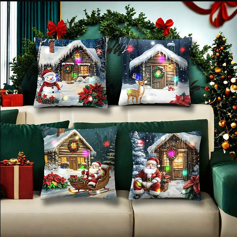 Santa Claus LED Luminous Pillowcase, Festive Axyaa Brand Design for Christmas Home Decor