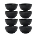 Axyaa Black Grain Bowl Set - Reusable Plastic Dinner Bowls for Food, Dessert, and Camping