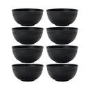Axyaa Black Grain Bowl Set - Reusable Plastic Dinner Bowls for Food, Dessert, and Camping