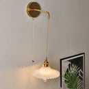 Axyaa White Glass LED Wall Lamp with Pull Chain Switch