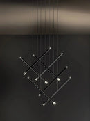 Axyaa Black Round Tube LED Chandelier for Modern Home Interior Lighting