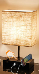 Axyaa Touch Switch Table Lamp with Dual Phone Stands and USB Charging Ports