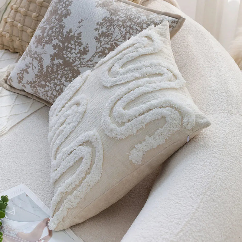 Axyaa Chenille Tufted Cushion Cover - Soft Decorative Pillow for Sofa - Nordic Style