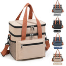Axyaa Double Layers Tote Cooler Lunch Bag - Large Capacity Travel Picnic Lunch Box