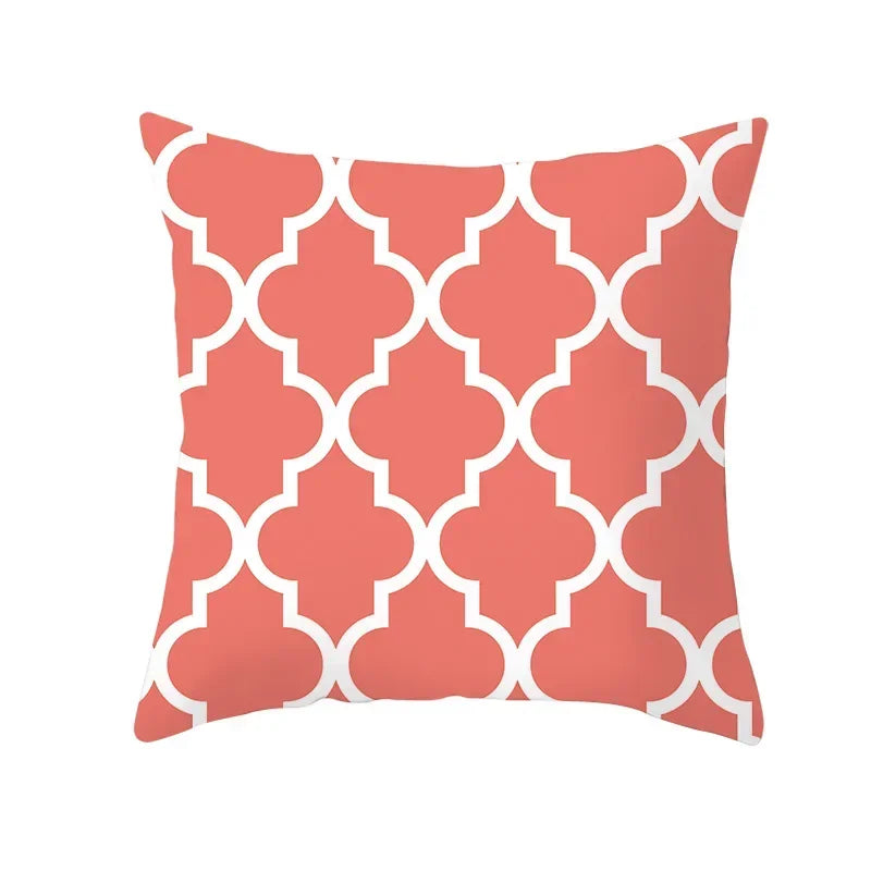 Axyaa Starfish Stripe Print Cushion Cover | Pink Coral Orange Home Decor Pillow Cover