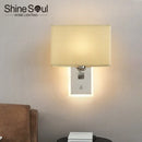 Axyaa Fabric Square Wall Lamp: LED Bedroom Retro Light for Home Hallway Dcor