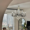 Axyaa Crystal LED Chandelier: Elegant Black Glass E14 Candle Light for Home Decor