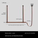 Axyaa Leather Belt Chandelier: Minimalist Nordic Design Pendant Light, LED for Kitchen Island
