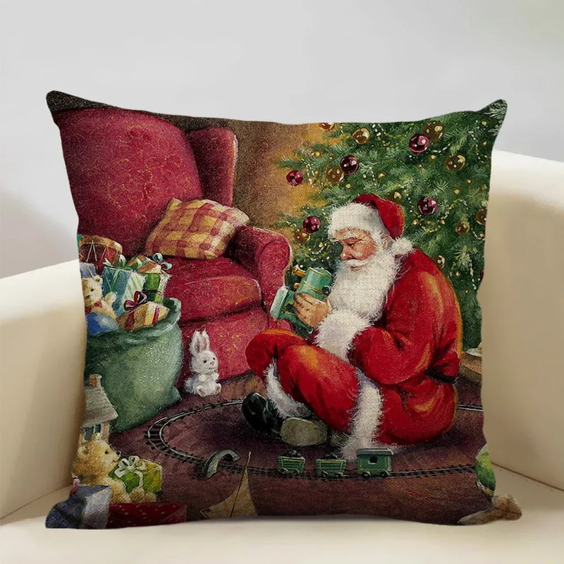 Axyaa Christmas Tree Santa Claus Cushion Cover 45x45cm
