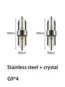 Axyaa Nordic Crystal Wall Lamp - Black Gold Stainless Steel LED Light
