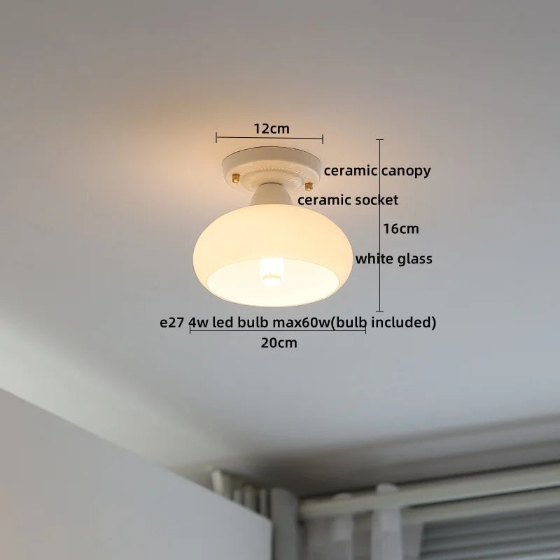Axyaa Ceramic LED Ceiling Light - Creamy White Nordic Indoor Lamp