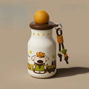 Axyaa Puppy Tumbler Stainless Steel Tea Coffee Bottle Cute Mini Thermos Kawaii Straw